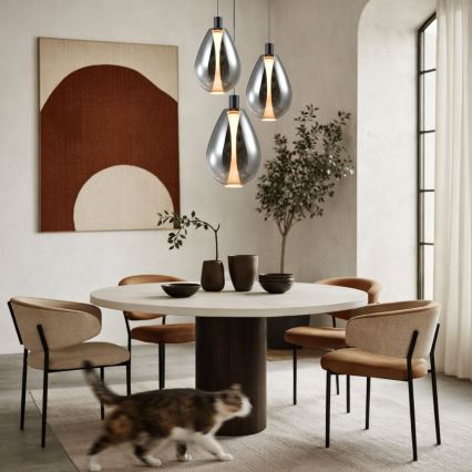 Viseći luster na sajli DENSO 1xGU10/10W/230V, promjer 30 cm, crni krom