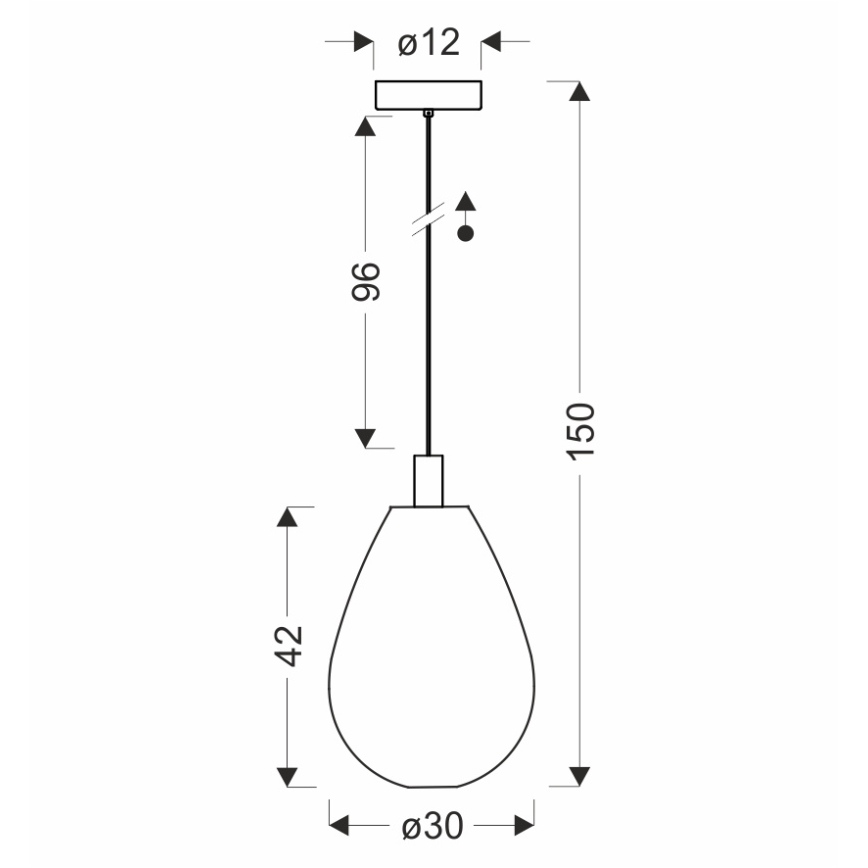 Viseći luster na sajli DENSO 1xGU10/10W/230V, promjer 30 cm, crni krom