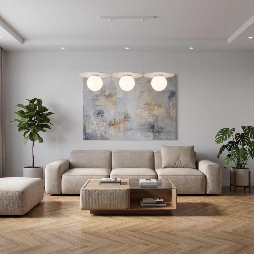 Viseći luster na sajli FLAT 3xE27/15W/230V bijeli
