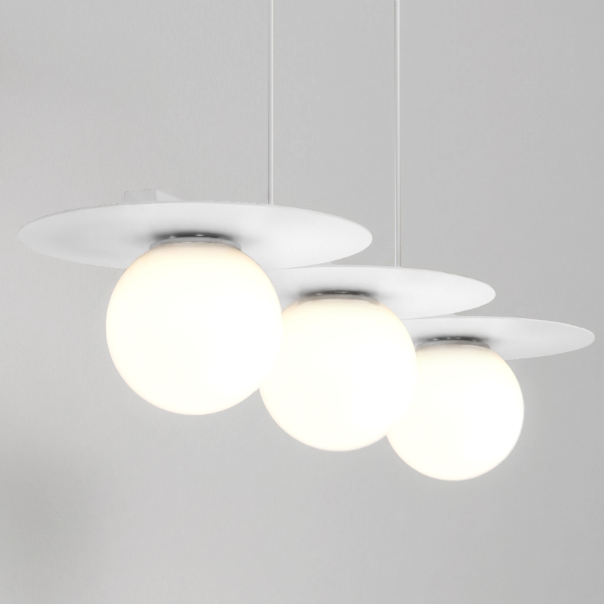 Viseći luster na sajli FLAT 3xE27/15W/230V bijeli