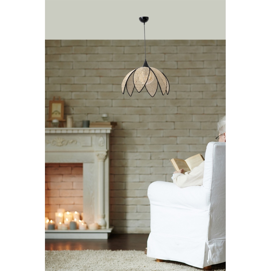 Viseći luster na sajli FUME 1xE27/40W/230V Ø 40 cm crna/bež