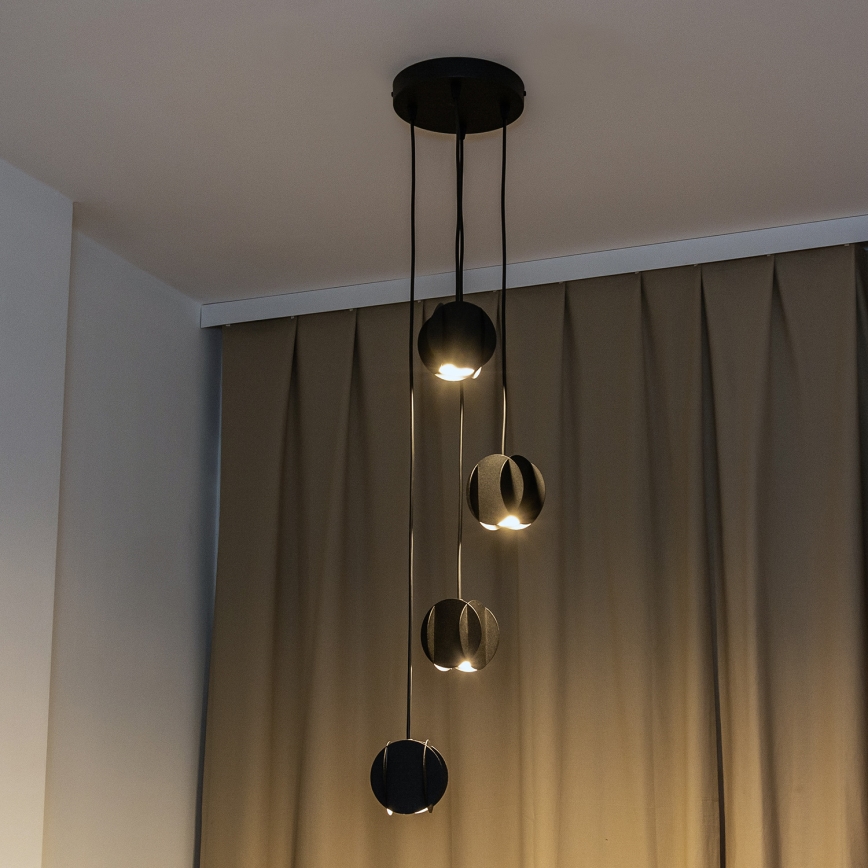 Viseći luster na sajli GAMBIT 4xGU10/10W/230V crni