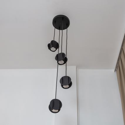Viseći luster na sajli GAMBIT 4xGU10/10W/230V crni