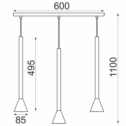 Viseći luster na sajli MAZZO 3xGU10/8W/230V crni