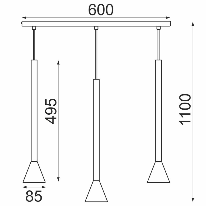 Viseći luster na sajli MAZZO 3xGU10/8W/230V crni