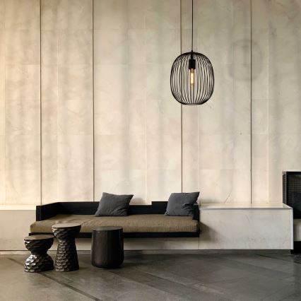 Viseći luster na sajli OVELLA 1xE27/15W/230V pr. 34 cm crni