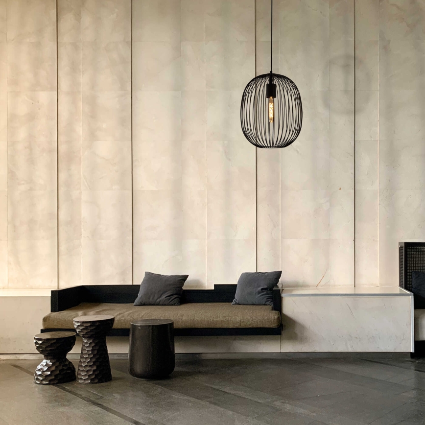Viseći luster na sajli OVELLA 1xE27/15W/230V pr. 34 cm crni