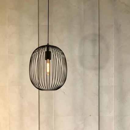 Viseći luster na sajli OVELLA 1xE27/15W/230V pr. 34 cm crni
