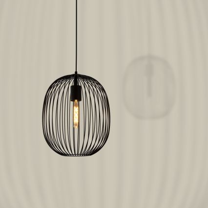 Viseći luster na sajli OVELLA 1xE27/15W/230V pr. 34 cm crni