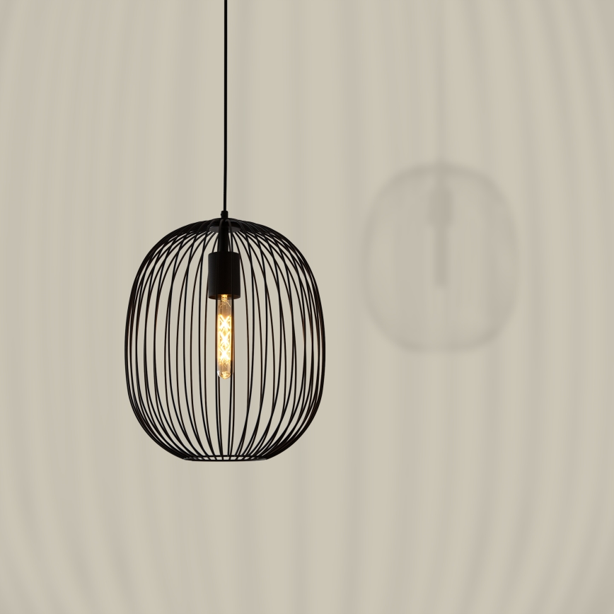 Viseći luster na sajli OVELLA 1xE27/15W/230V pr. 34 cm crni