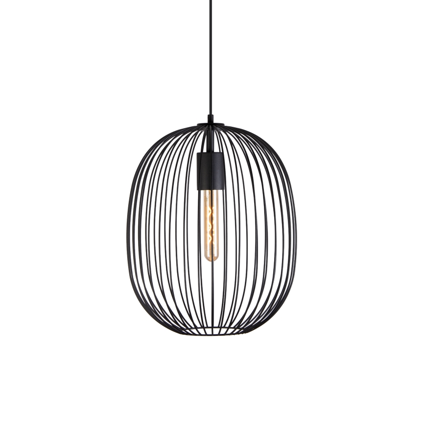 Viseći luster na sajli OVELLA 1xE27/15W/230V pr. 34 cm crni