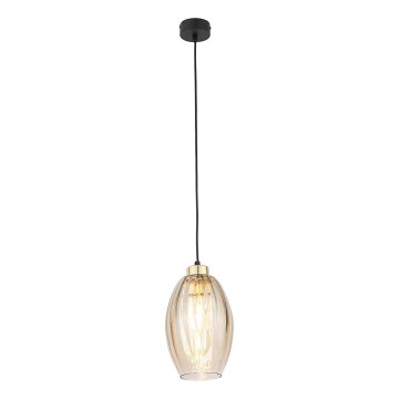 Viseći luster na sajli SEBO 1xE27/15W/230V crna/dimljeno bež