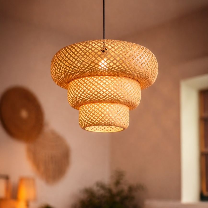 Viseći luster na sajli TULUM 1xE27/15W/230V Ø 35 cm, bambus