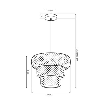Viseći luster na sajli TULUM 1xE27/15W/230V Ø 35 cm, bambus