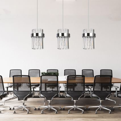 Viseći luster na sajli VETRO 3xE14/10W/230V, sjajni krom