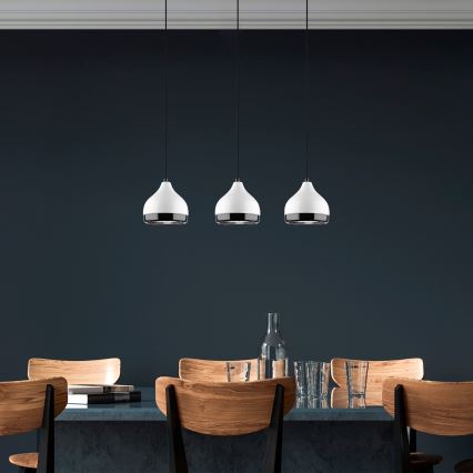 Viseći luster na sajli YILDO 3xE27/40W/230V bijela/crna