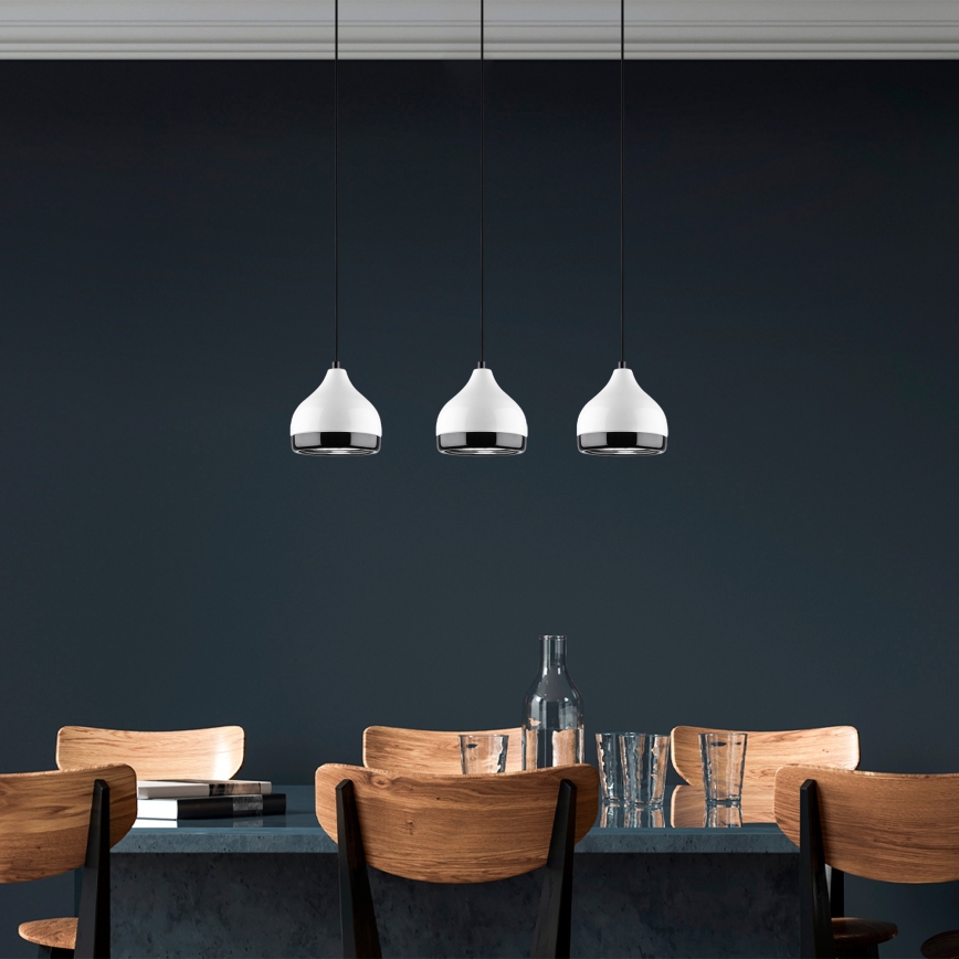 Viseći luster na sajli YILDO 3xE27/40W/230V bijela/crna