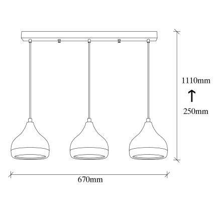 Viseći luster na sajli YILDO 3xE27/40W/230V bijela/crna