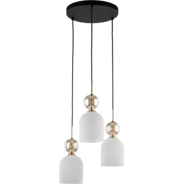 Viseći luster na užetu SOPHIA 3xE14/10W/230V crna/dimno bež/bijela