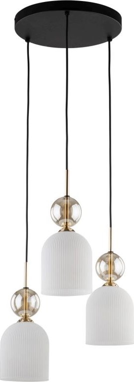 Viseći luster na užetu SOPHIA 3xE14/10W/230V crna/dimno bež/bijela