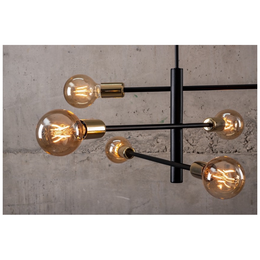 Viseći luster ONYX 6xE27/60W/230V crna/zlatna