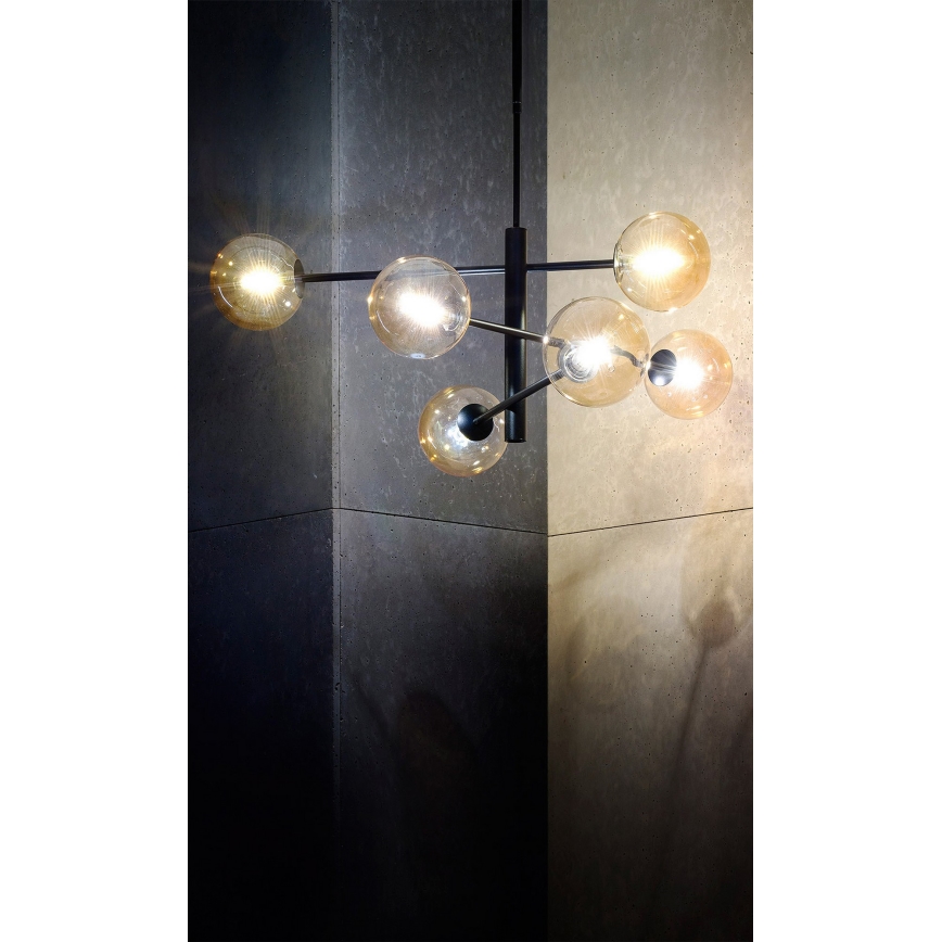 Viseći luster ORO 6xG9/12W/230V crna/zlatna