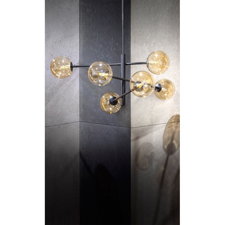 Viseći luster ORO 6xG9/12W/230V crna/zlatna