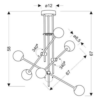 Viseći luster PAKSOS 6xG9/5W/230V crna