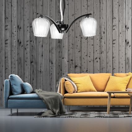 Viseći luster PAULA 3xE27/60W/230V crna