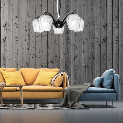 Viseći luster PAULA 5xE27/60W/230V crna
