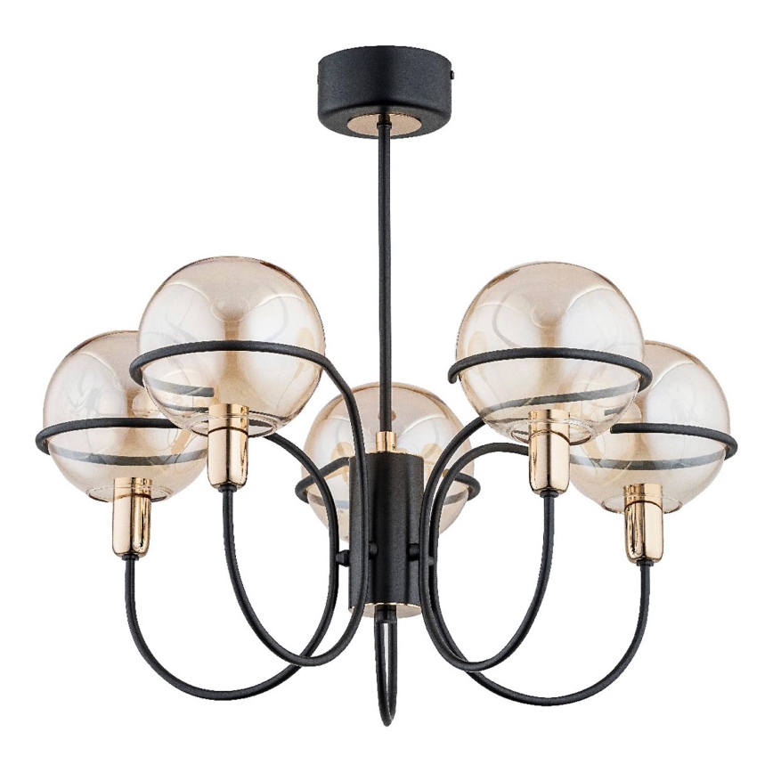 Viseći luster PETRA 5xE14/10W/230V crna/zlatna