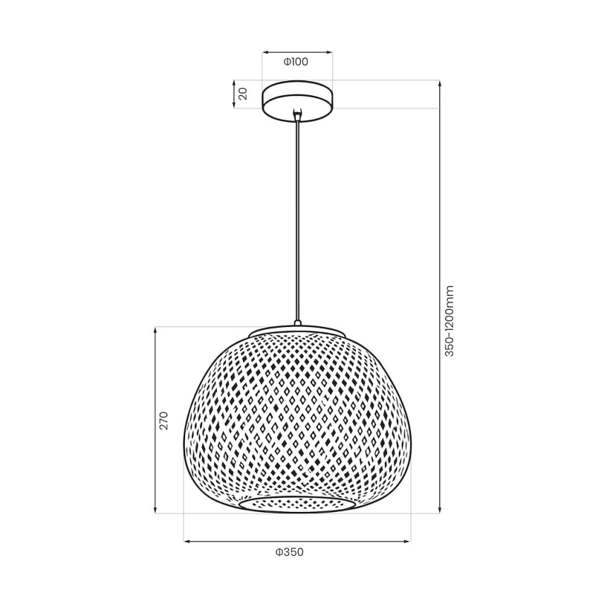 Viseći luster PETRA na sajli 1xE27/15W/230V bambus