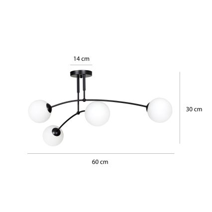 Viseći luster PREGOS 4xE14/10W/230V crna