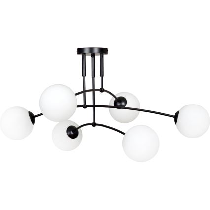 Viseći luster PREGOS 6xE14/10W/230V crna/bijela
