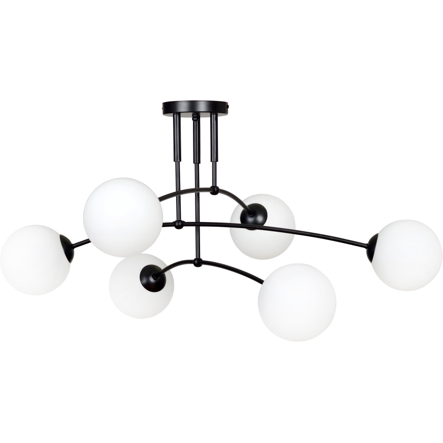 Viseći luster PREGOS 6xE14/10W/230V crna/bijela