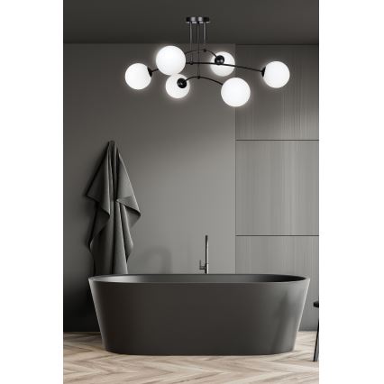 Viseći luster PREGOS 6xE14/10W/230V crna/bijela
