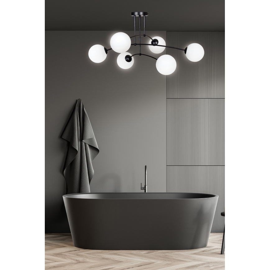 Viseći luster PREGOS 6xE14/10W/230V crna/bijela
