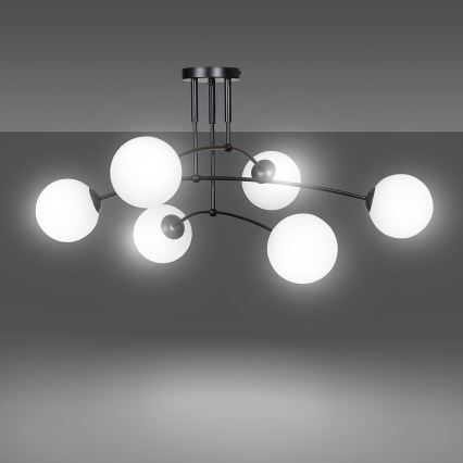 Viseći luster PREGOS 6xE14/10W/230V crna/bijela