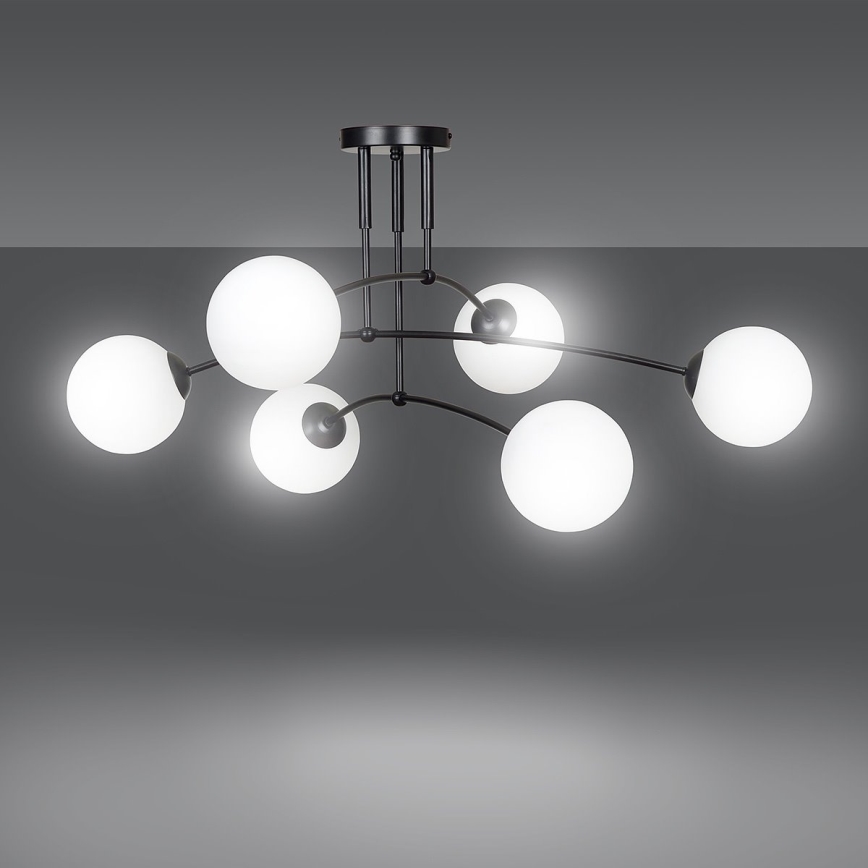 Viseći luster PREGOS 6xE14/10W/230V crna/bijela