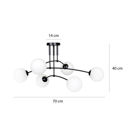 Viseći luster PREGOS 6xE14/10W/230V crna/bijela
