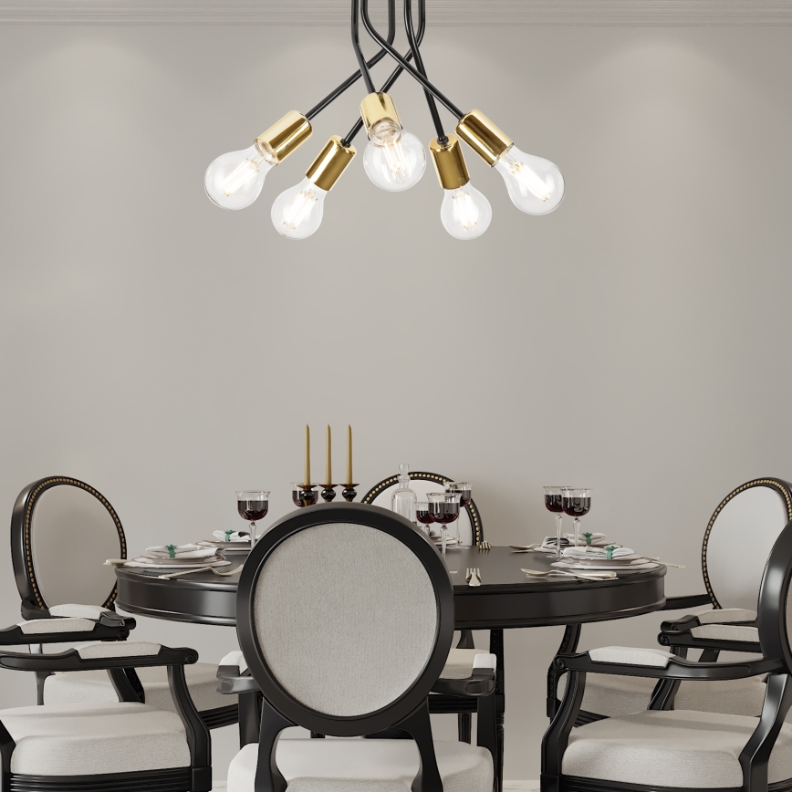 Viseći luster PRIYA 5xE27/15W/230V crna