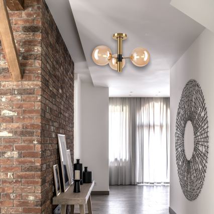 Viseći luster ROLLO 3xG9/5W/230V zlatna/dimna bež