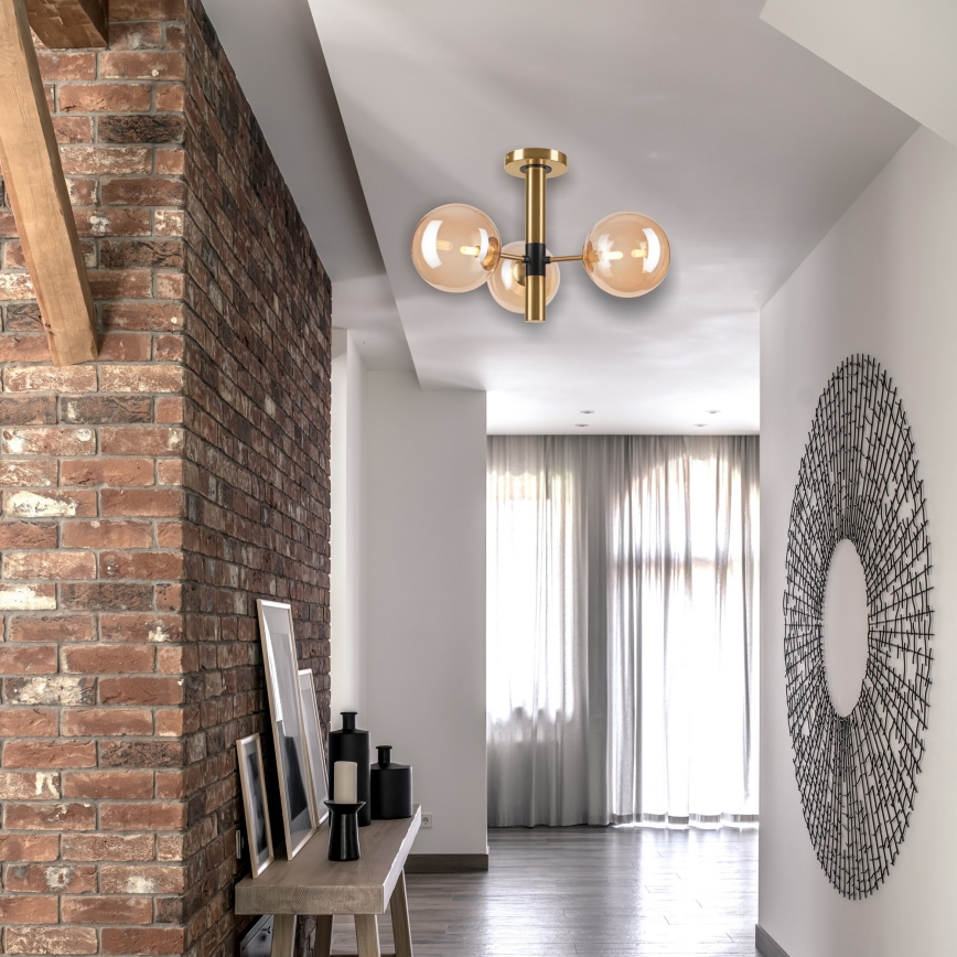 Viseći luster ROLLO 3xG9/5W/230V zlatna/dimna bež