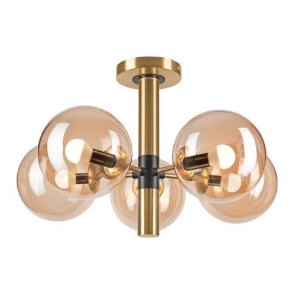 Viseći luster ROLLO 5xE14/5W/230V zlatna/dimna bež