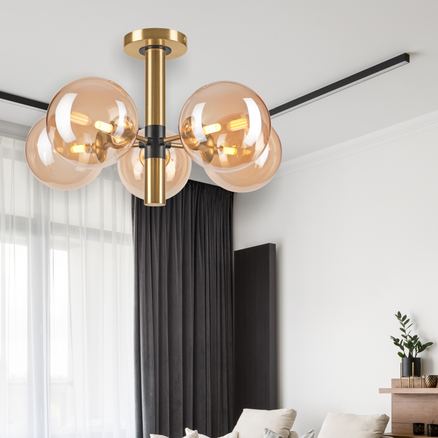 Viseći luster ROLLO 5xG9/5W/230V zlatna/dimna bež