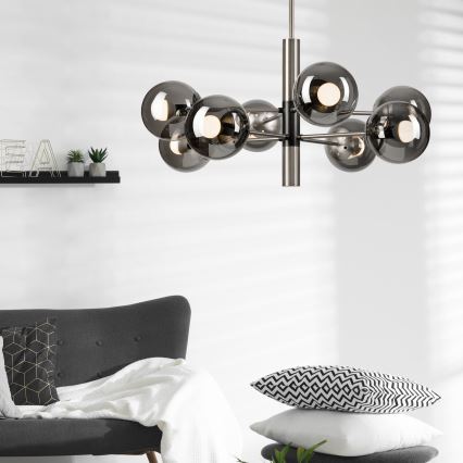 Viseći luster ROLLO 8xE14/5W/230V mat krom/dimna