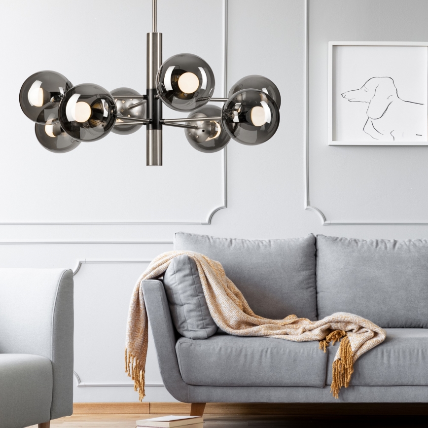 Viseći luster ROLLO 8xE14/5W/230V mat krom/dimna