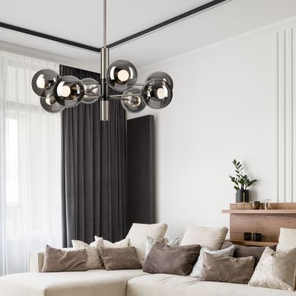 Viseći luster ROLLO 8xE14/5W/230V mat krom/dimna