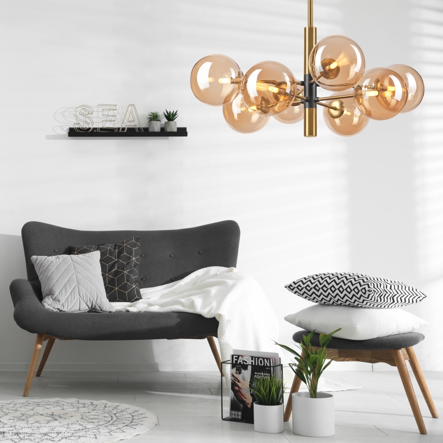 Viseći luster ROLLO 8xG9/5W/230V zlatna/dimna bež