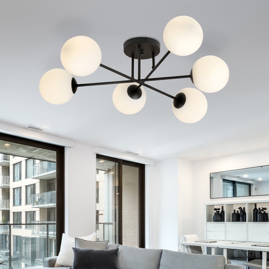 Viseći luster ROMA 6xE14/10W/230V crna/bijela